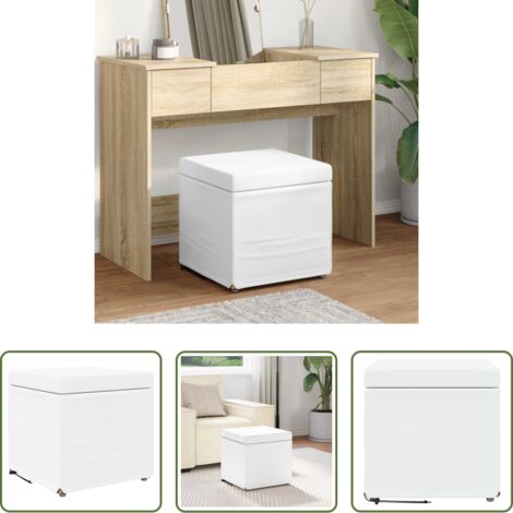 vidaXL Design minimalista - Pouf Bianco Pelle Sintetica e Legno Ingegnerizzato