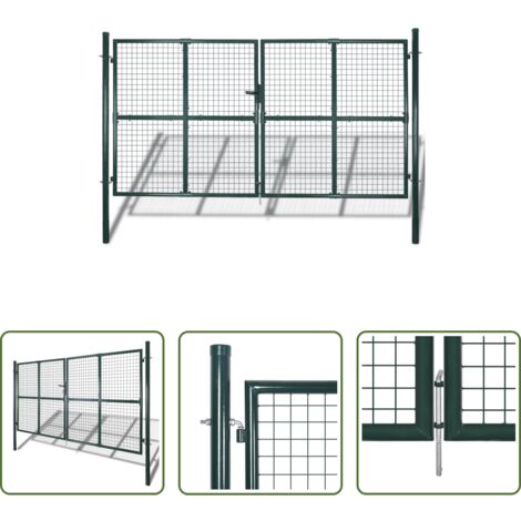 Cancello in acciaio -  Cancello per Recinzione a doppia Porta 300x150 cm in Acciaio verniciato a Polvere