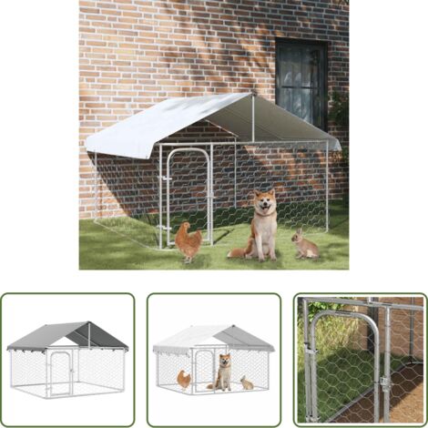 Recinto per cani -  Gabbia per Cani da Esterno con Tetto 200x200x150 cm