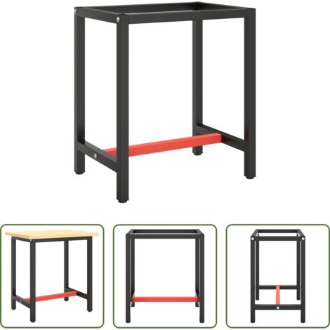 Tavolo in metallo -  Telaio per Banco da Lavoro Nero Rosso Opaco 70x50x79 cm Metallo