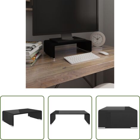 Rialzo tv -  Mobile/Rialzo Porta TV in Vetro Nero 40x25x11 cm