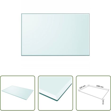 Tavolo da pranzo - Piano Tavolo Vetro Temperato Rettangolare 1000x620 mm