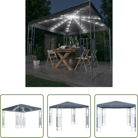 Ombrellone con luci - Gazebo con Stringa di Luci LED 300x300 cm Antracite