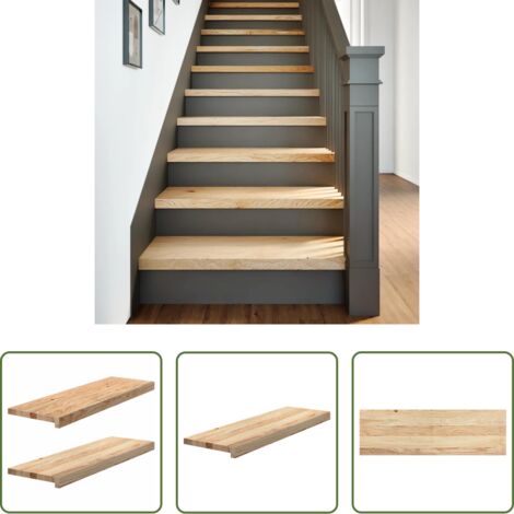 Gradini in legno - Gradini 2 pz 80x25x2 cm in Rovere Massello Non Trattato