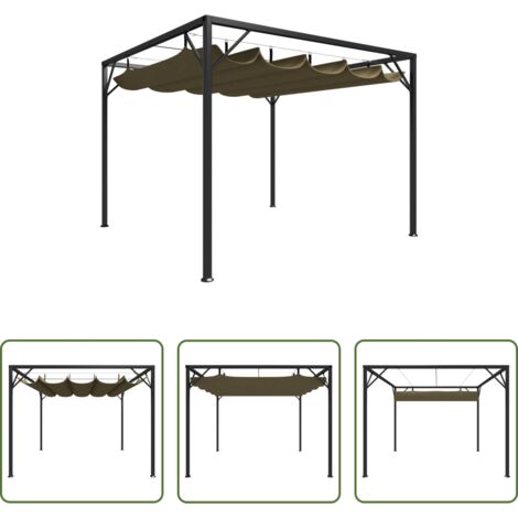 Gazebo con tetto retrattile - Gazebo da Giardino con Tetto Retrattile 3x3 m Talpa 180 g/m²