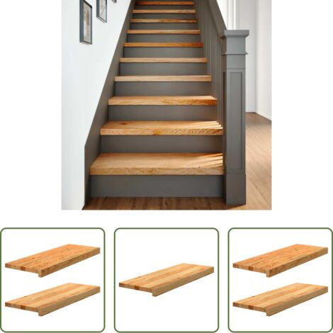 Scale in legno - Gradini 2 pz Marrone Chiaro 70x30x2 cm Legno Massello Rovere