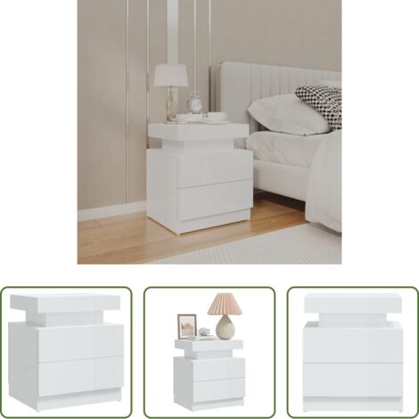Comodino bianco lucido -  Comodino Bianco Lucido 45x35x52 cm in Legno Multistrato
