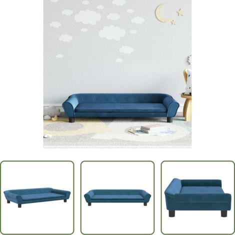 Divano per bambini in velluto -  Divano per Bambini Blu 100x50x26 cm in Velluto