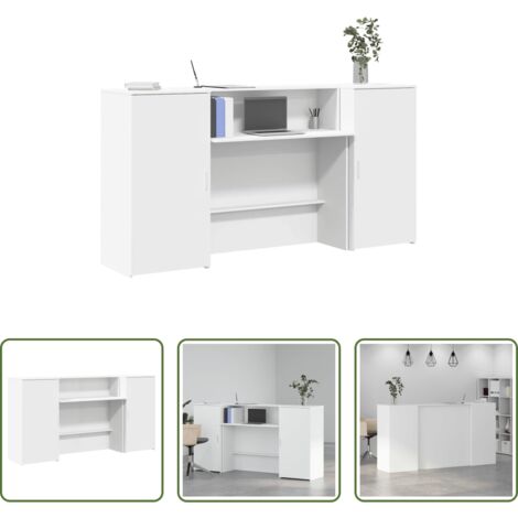 Bancone -  Banco Reception Bianco 200x50x103,5 cm in Legno Multistrato