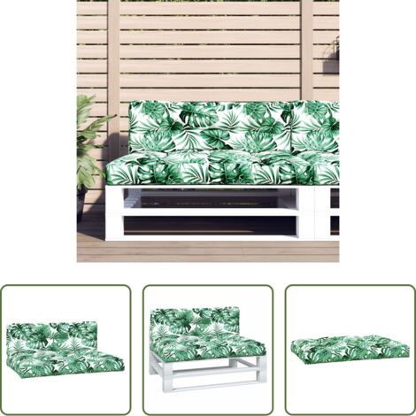 Cuscini per giardino - Cuscini per Pallet 2 pz Motivo a Foglie Tessuto