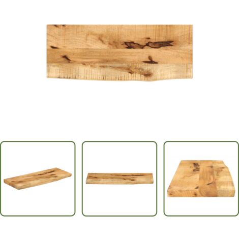 Piano in legno grezzo -  Piano Tavolo 90x20x3,8 cm Bordi Vivi Legno di Mango Grezzo