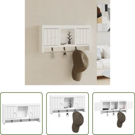 Armadietto a muro - Armadietto per Chiavi Bianco 40x8,5x20 cm in Legno e Acciaio