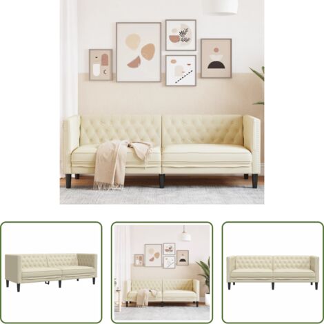 Divano a 3 posti -  Divano Chesterfield a 3 Posti Crema in Similpelle