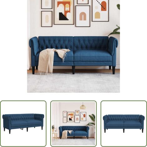 Divano a 2 posti - Divano Chesterfield a 2 Posti Blu in Tessuto