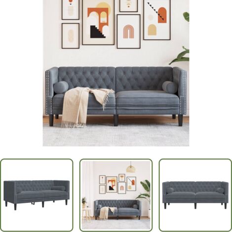 Divano a 2 posti - Divano Chesterfield con Rinforzi 2 Posti Grigio Scuro Velluto