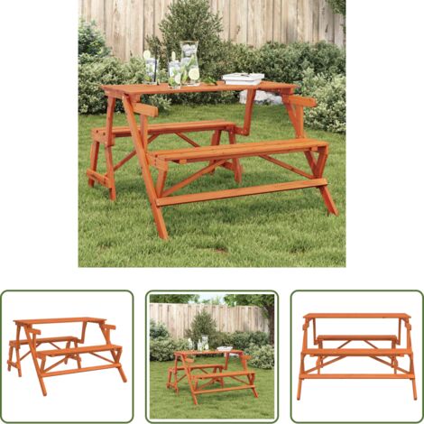 Panca da giardino -  Tavolo da Picnic con Panche in Legno Abete 2-in-1 Convertibile