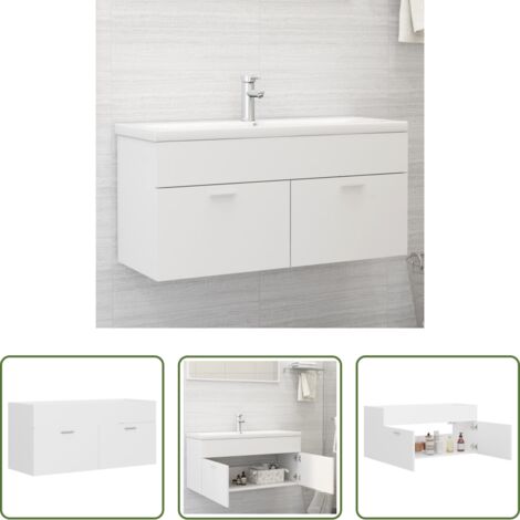 Mobile in legno -  Mobile Lavabo Bianco 100x38,5x46 cm in Legno Multistrato