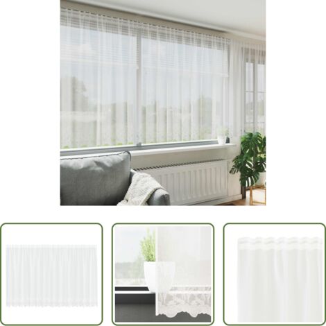 Tenda bianca -  Tenda in Pizzo con tende Bianco 140 x 400 cm Poliestere