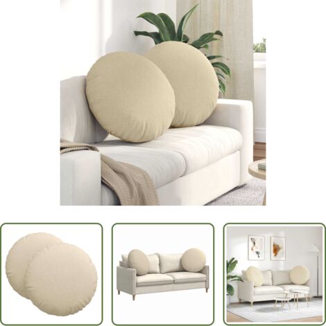 Cuscini in tessuto - Cuscini per Seduta 2 pcs Crema Ø80 x 29 cm Tessuto