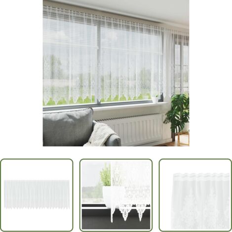 Tenda bianca -  Tenda in Pizzo con tende Bianco 160 x 600 cm Poliestere