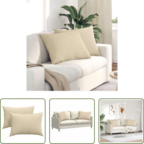 Cuscini in tessuto - Cuscini da Divano 2 pcs Crema 70 x 50 cm Tessuto