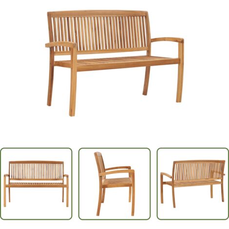 Panca in teak -  Panchina Giardino Impilabile 2Posti 120cm Legno Massello Teak