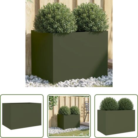Fioriera verde oliva - Fioriera Verde Oliva 62x47x46 cm in Acciaio