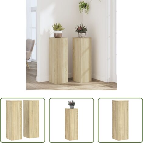 Supporti per vasi - Supporti per Piante 2 pz Rovere 25x25x80 cm in Multistrato