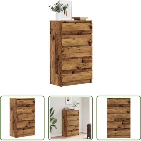 Cassettiera in truciolato -  Cassettiera Legno Antico 60x36x103 cm in Legno Multistrato
