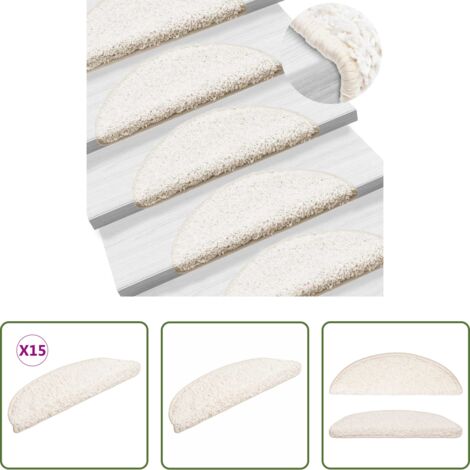 vidaXL Tappetini per scale bianchi -  Tappetini per scale 15 pz 56x17x3 cm Bianco Semicircolari