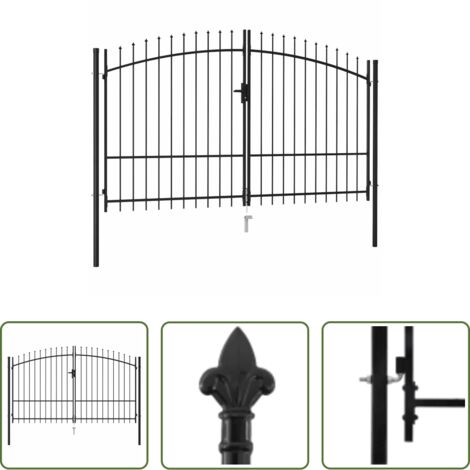 vidaXL Cancello in acciaio -  Cancello per recinzione Woerden Doppia porta con punta superiore 299,5x224,5 cm