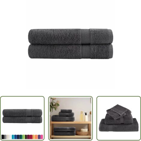 vidaXL Cotone per sauna - Asciugamani per sauna Premium SOLUND 2 pz Antracite 80x200 cm 600 g/m²