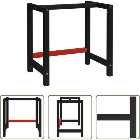 vidaXL Tavolo da lavoro -  Telaio per Banco da Lavoro in Metallo 80x57x79 cm Nero e Rosso