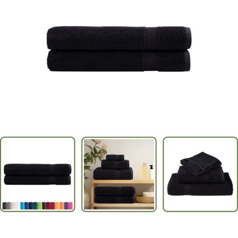 vidaXL Asciugamani in cotone -  Asciugamani per Sauna SOLUND 2 pz Neri 80x200 cm 600 g/m²