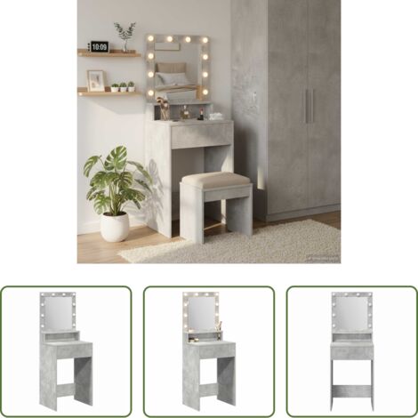 Specchio -  Tavolo da Trucco con specchio Grigio cemento 50 x 41 x 135 cm