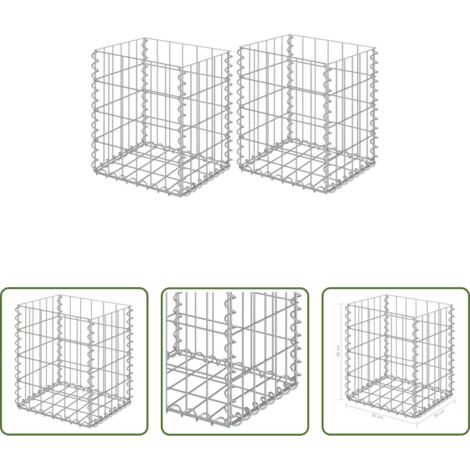 vidaXL Gabbioni per rocce - Gabbioni 2 pz in Acciaio Zincato 30x30x40 cm