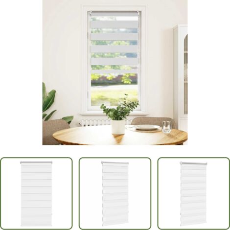 vidaXL Tenda oscurante -  Tenda a rullo zebra 80,9x150 cm Tessuto Larghezza 76,7 cm bianco