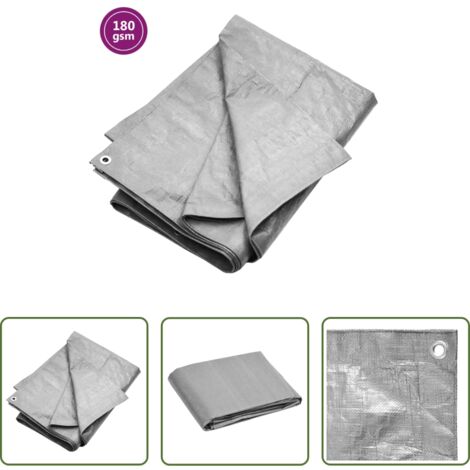 vidaXL Telo per copertura -  Telone 180 g/m² 3x6 m Grigio HDPE