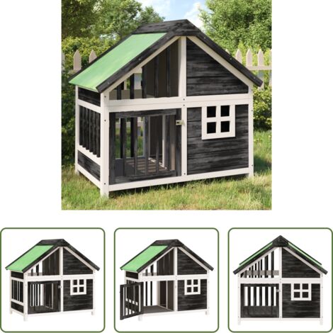 vidaXL Cuccia per cani da esterno -  Cuccia per Cani Grigia 96x60,5x87 cm in Legno Massello di Pino