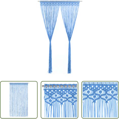 vidaXL Tenda per porta -  Tenda Macramè Blu 140x240 cm in Cotone