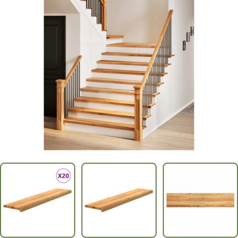 vidaXL Gradini marrone chiaro -  Gradini 20 pz Marrone Chiaro 120x25x2 cm Legno Massello Rovere