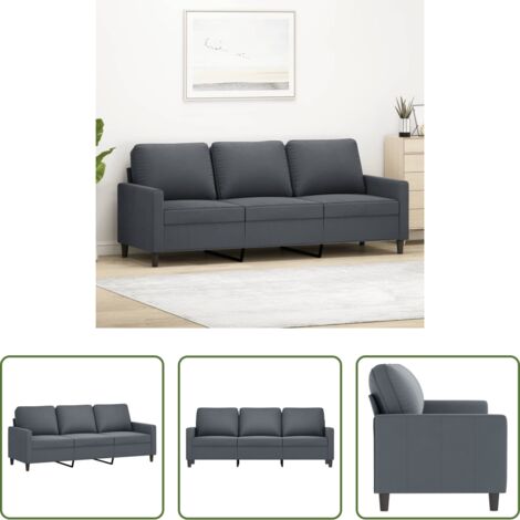 vidaXL Divano in metallo -  Divano a 3 Posti Grigio Scuro 180 cm in Velluto