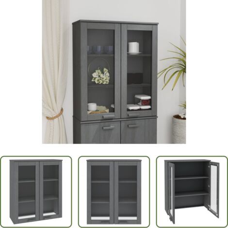 vidaXL Credenza con scaffale -  Scaffale Superiore per Credenza Grigio Scuro 85x35x100 cm Pino