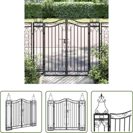 vidaXL Cancello nero - Cancello da Giardino Nero 121x8x120 cm in Ferro Battuto