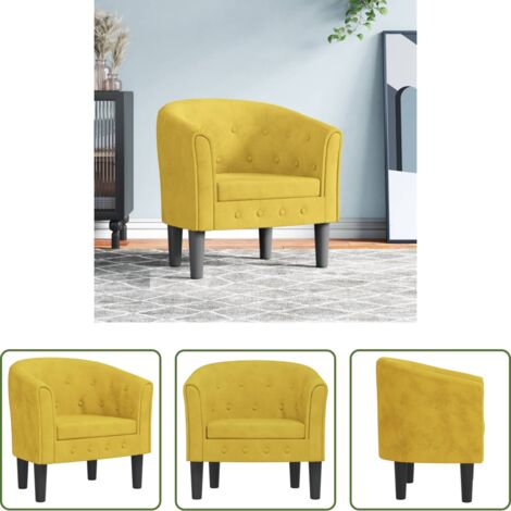 vidaXL Poltrona per Camera da Letto -  Poltrona Cabriolet Gialla in Velluto