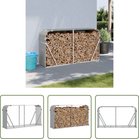 vidaXL Camino - Portaceppi Grigio Chiaro 180x45x100 cm in Acciaio Zincato