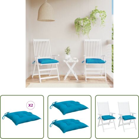 vidaXL Cuscino esterno -  Cuscini per Sedia 2 pz Azzurro 40x40x7 cm in Tessuto Oxford