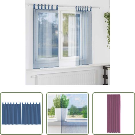 vidaXL Tende per finestre -  Tende in Voile con Passanti 2 pz Blu Reale 140x140 cm