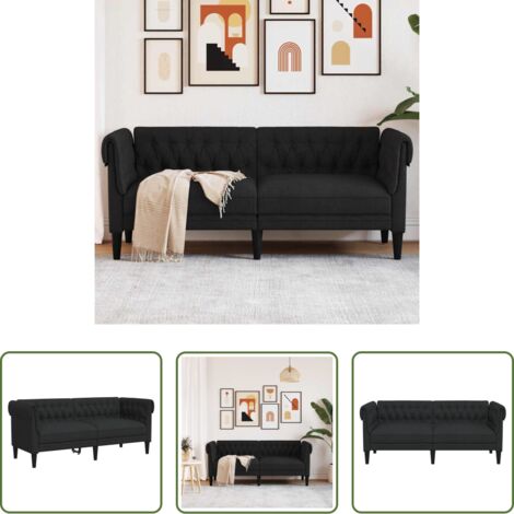 vidaXL Divano in tessuto - Divano Chesterfield a 2 Posti Nero in Tessuto