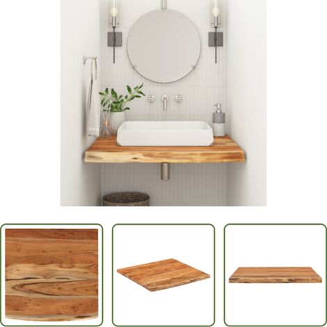 vidaXL Piano d'appoggio - Piano Bagno 60x60x3,8 cm Quadrato Legno Massello di Acacia